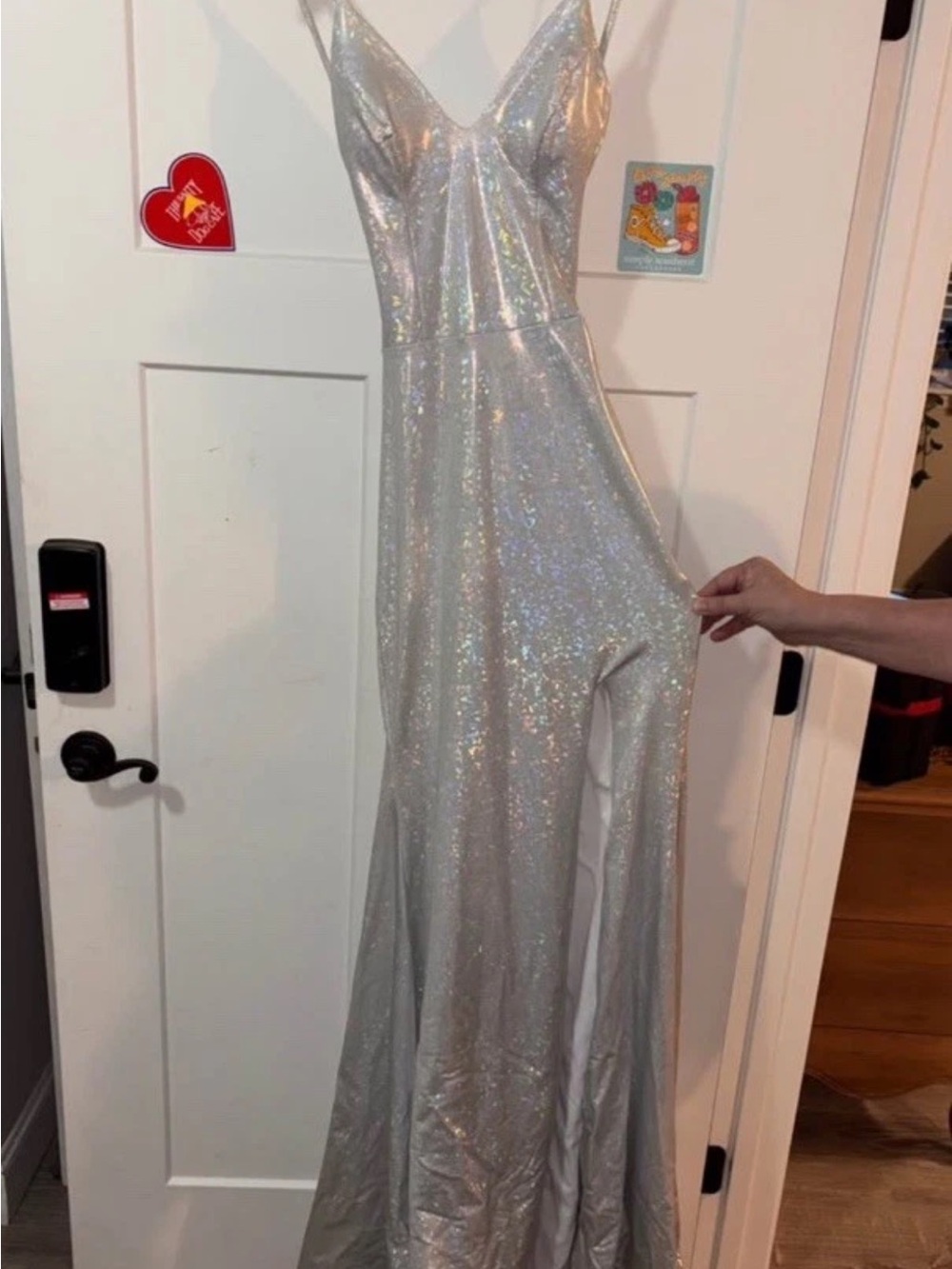 Silver Sequin V-Neck Prom Dress - Elegant Sparkle